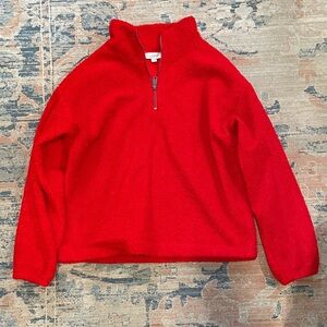LOFT Vibrant Red Quarter-Zip Sweater